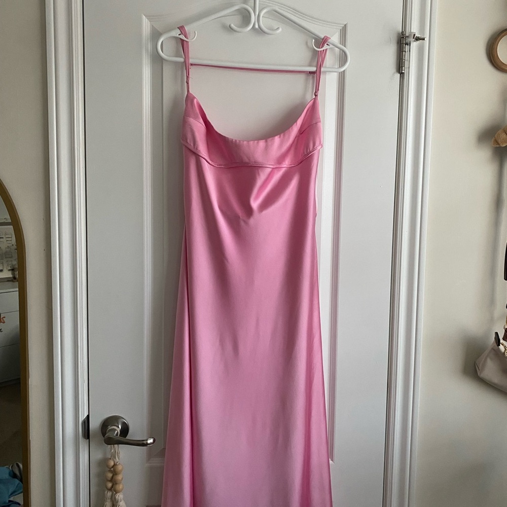 Zara Vibrant Pink Satin Dress